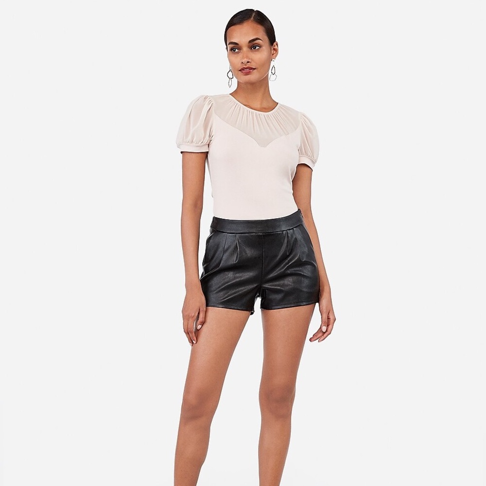 Express Black Faux Leather High-Waist Women's Shorts